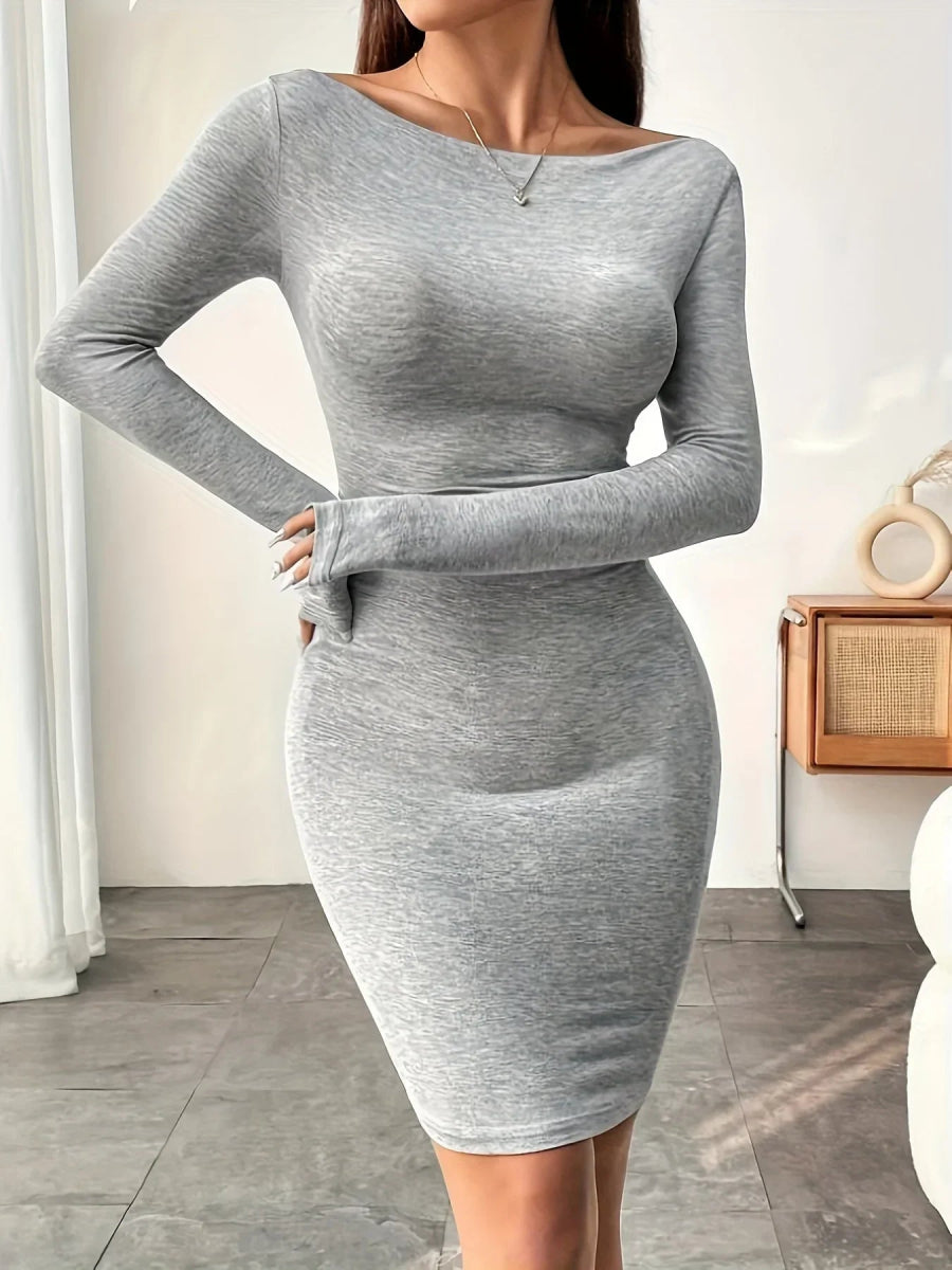 POWQUE URBAN STYLE Women's Bodycon Pencil Dress, Long Sleeve - POWQUE URBAN STYLE