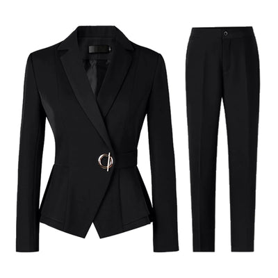 POWQUE URBAN STYLE Women's Business Suit Set Navy - POWQUE URBAN STYLE