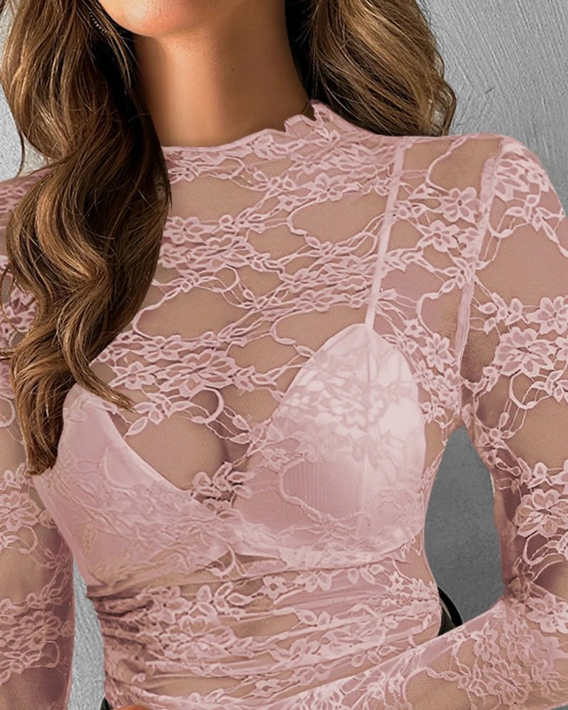 POWQUE Urban Style Women's Mesh See - Through Top - POWQUE URBAN STYLE