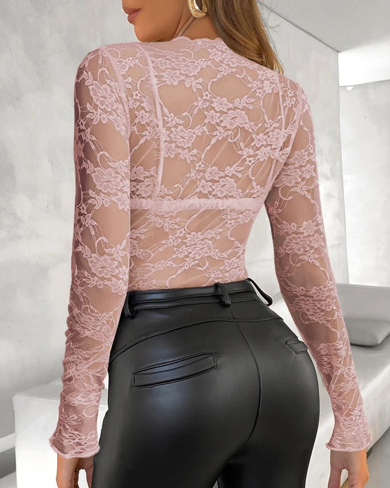 POWQUE Urban Style Women's Mesh See - Through Top - POWQUE URBAN STYLE