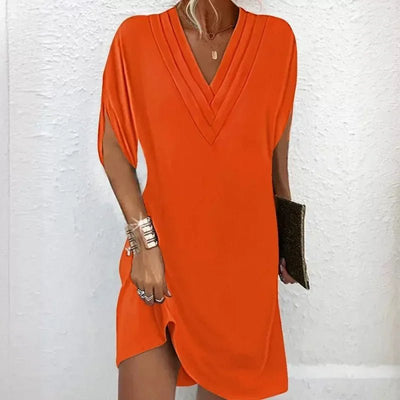 POWQUE URBAN STYLE Women's Summer V - Neck Mini Dress - POWQUE URBAN STYLE