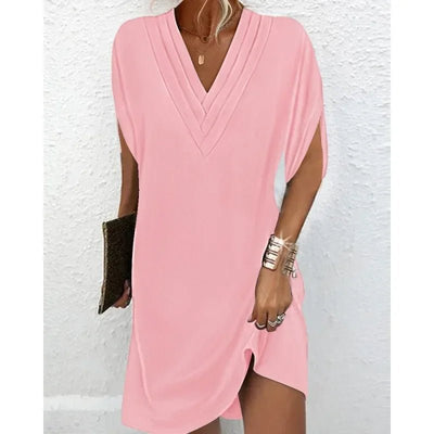 POWQUE URBAN STYLE Women's Summer V - Neck Mini Dress - POWQUE URBAN STYLE