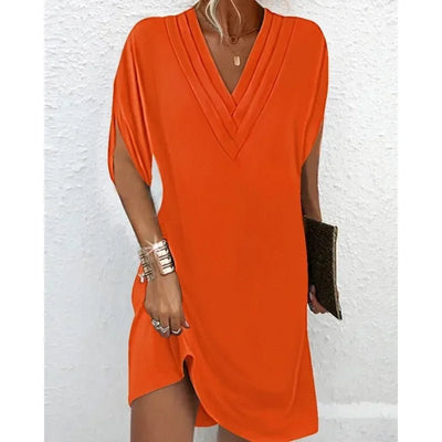 POWQUE URBAN STYLE Women's Summer V - Neck Mini Dress - POWQUE URBAN STYLE