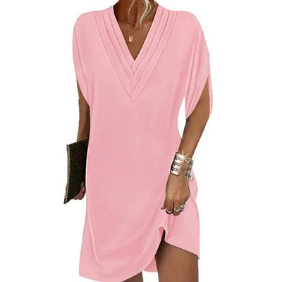 POWQUE URBAN STYLE Women's Summer V - Neck Mini Dress - POWQUE URBAN STYLE