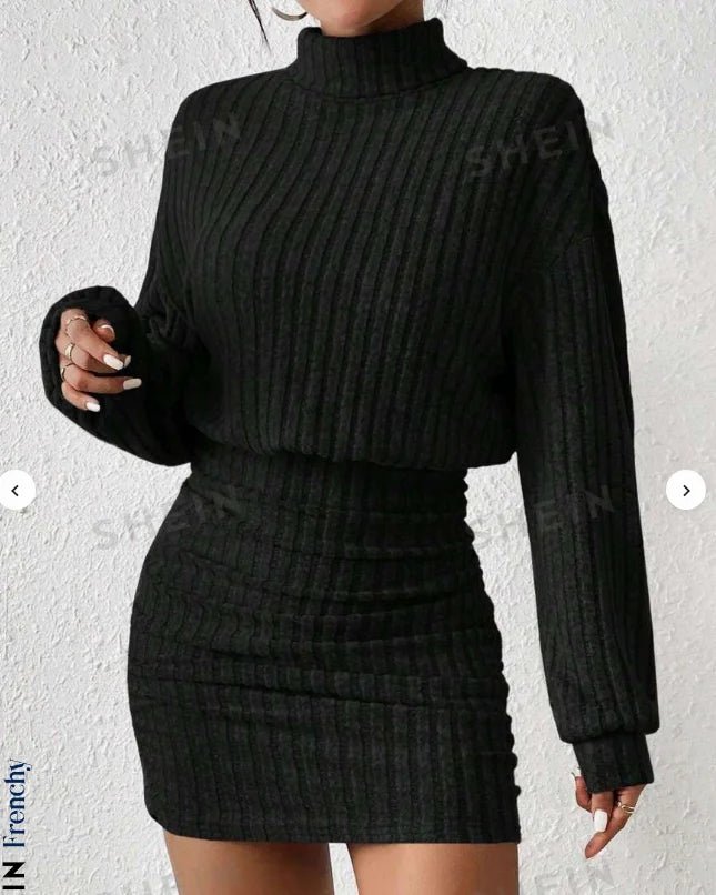 POWQUE Urban Style Women's Sweater Dress Hooded Knit - POWQUE URBAN STYLE