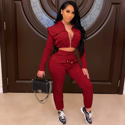 POWQUE URBAN STYLE Women's Two - Piece Tracksuit Set - POWQUE URBAN STYLE