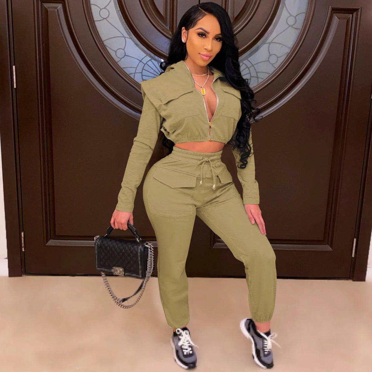 POWQUE URBAN STYLE Women's Two - Piece Tracksuit Set - POWQUE URBAN STYLE