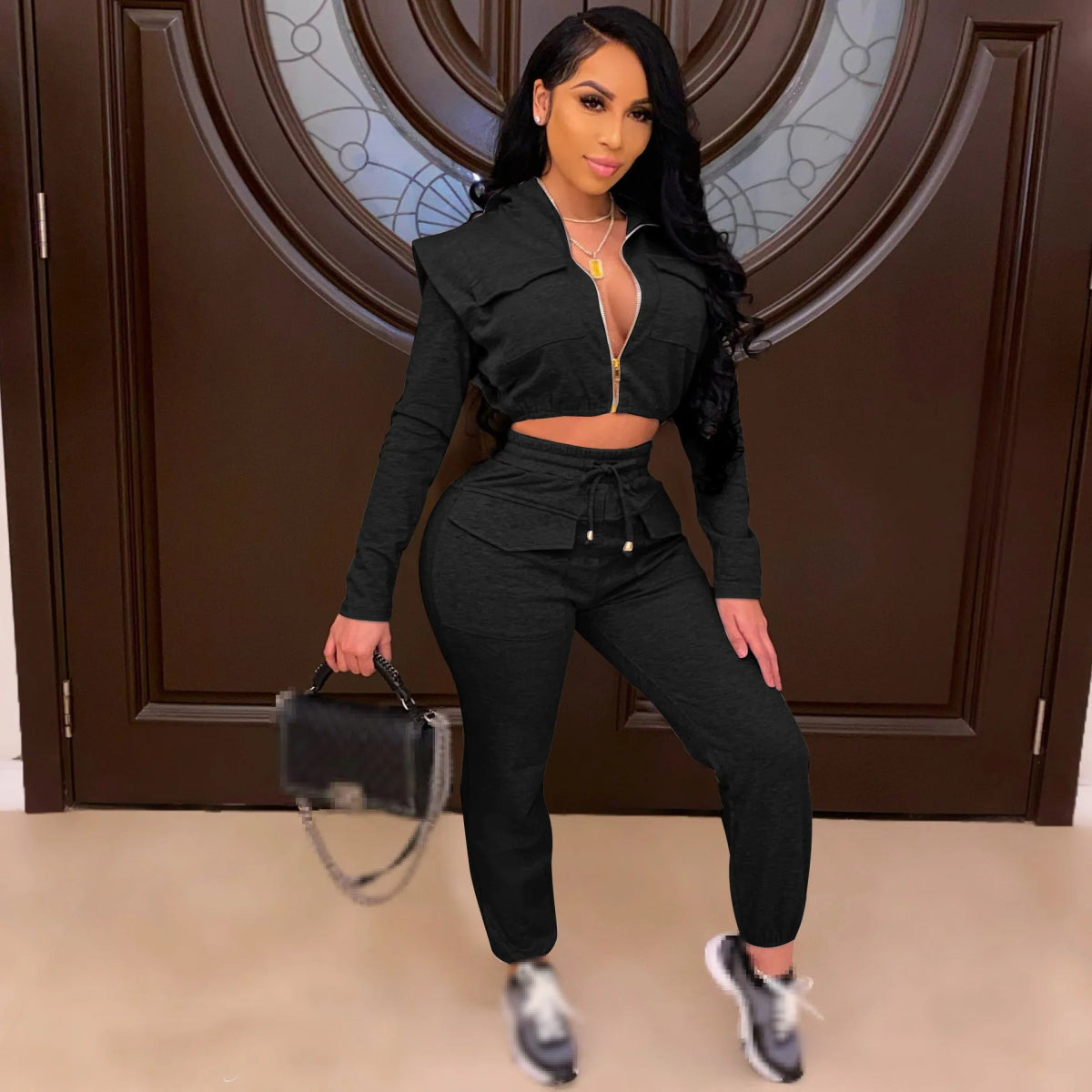 POWQUE URBAN STYLE Women's Two - Piece Tracksuit Set - POWQUE URBAN STYLE