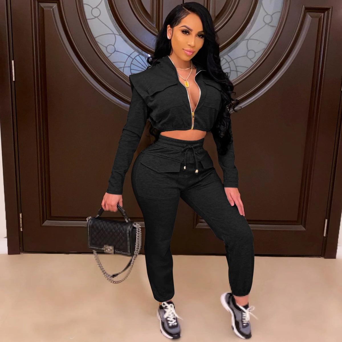 POWQUE URBAN STYLE Women's Two - Piece Tracksuit Set - POWQUE URBAN STYLE