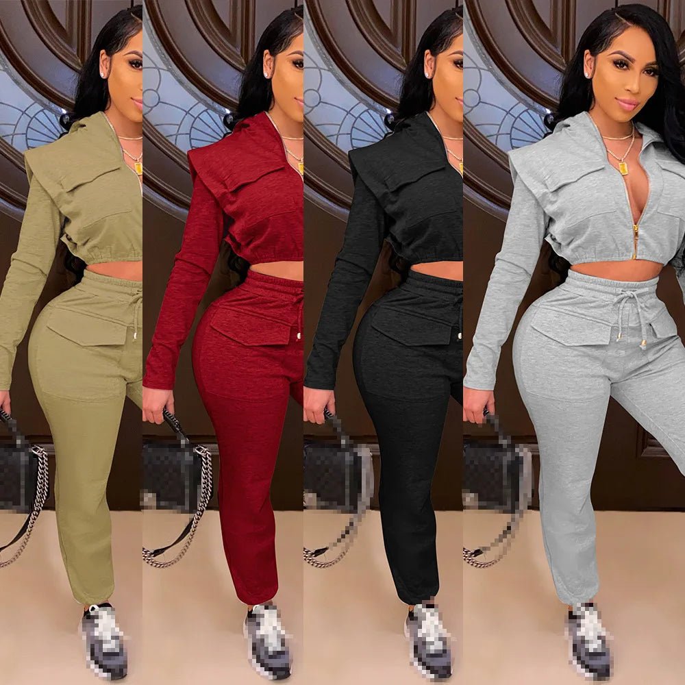 POWQUE URBAN STYLE Women's Two - Piece Tracksuit Set - POWQUE URBAN STYLE