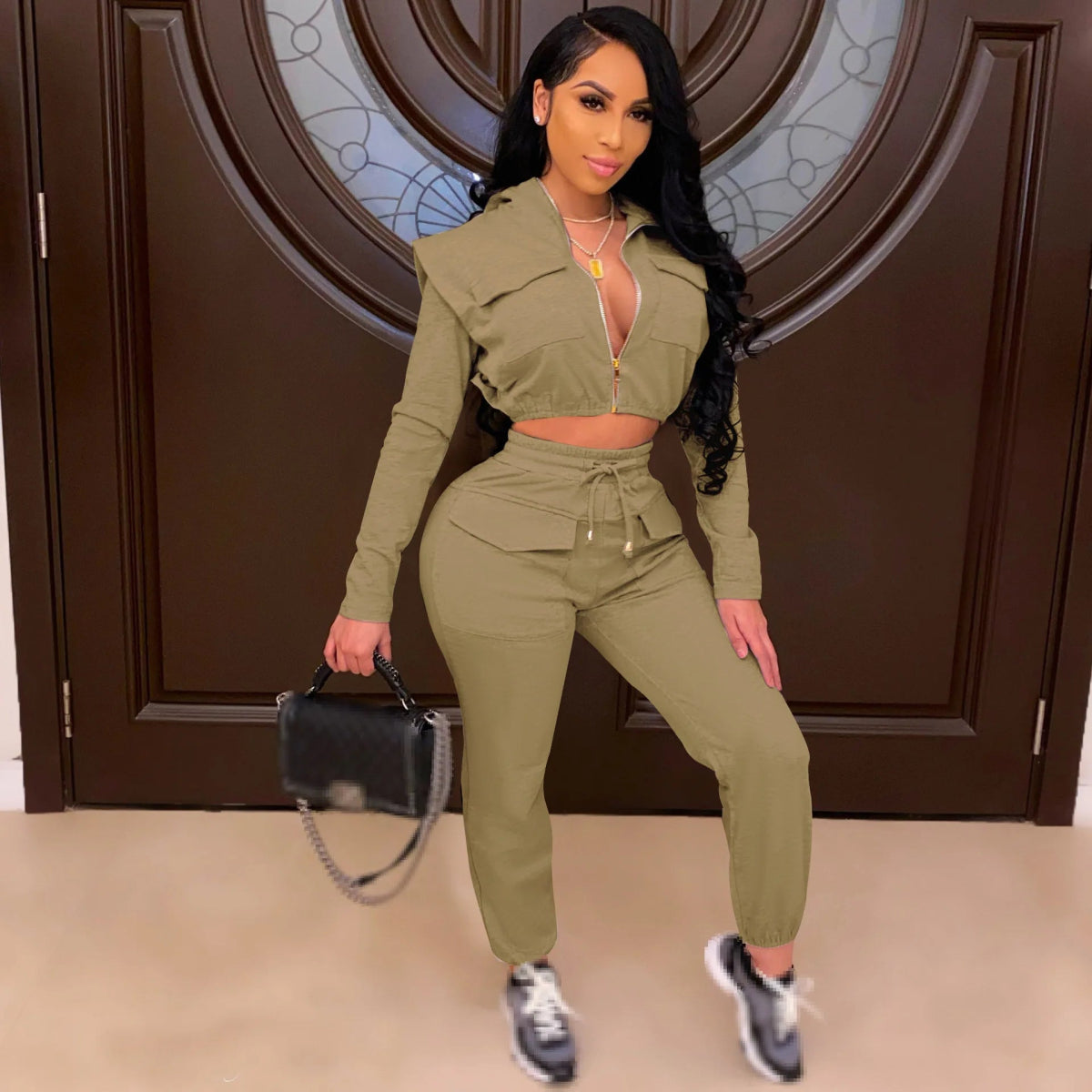 POWQUE URBAN STYLE Women's Two - Piece Tracksuit Set - POWQUE URBAN STYLE