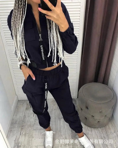 POWQUE URBAN STYLE Women's Urban Tracksuit Set - Trendy Cargo Design - POWQUE URBAN STYLE