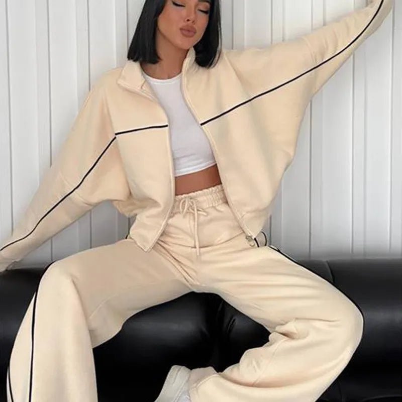 POWQUE URBAN STYLE Women's Urban Tracksuit Set - Trendy Cargo Design - POWQUE URBAN STYLE