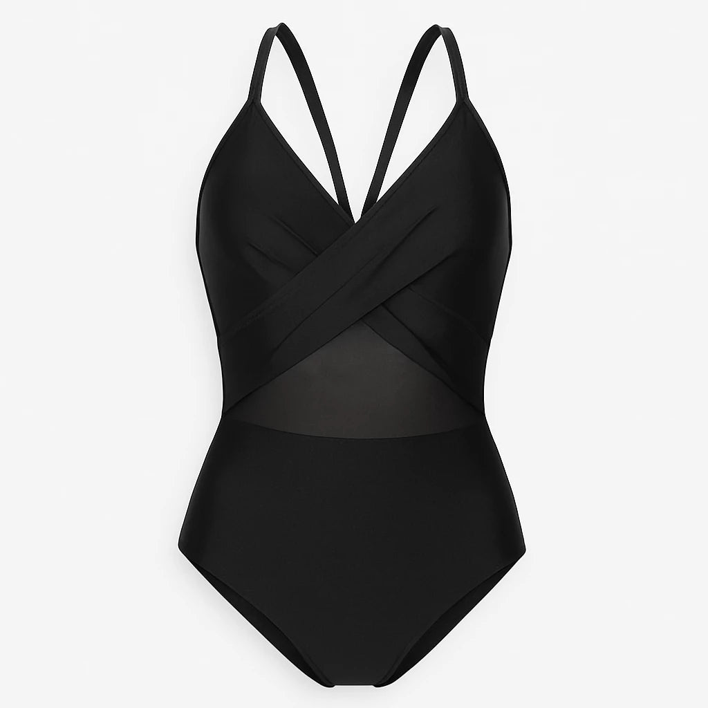 POWQUE URBAN STYLE Women's V - Neck Ribbed Swimsuit - POWQUE URBAN STYLE
