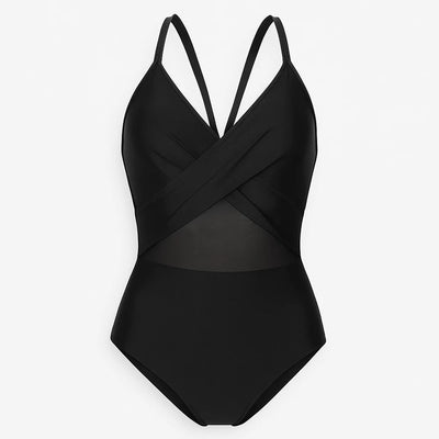POWQUE URBAN STYLE Women's V - Neck Ribbed Swimsuit - POWQUE URBAN STYLE