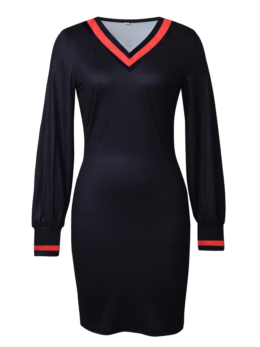 POWQUE URBAN STYLE Women's Vintage V Neck Dress - POWQUE URBAN STYLE
