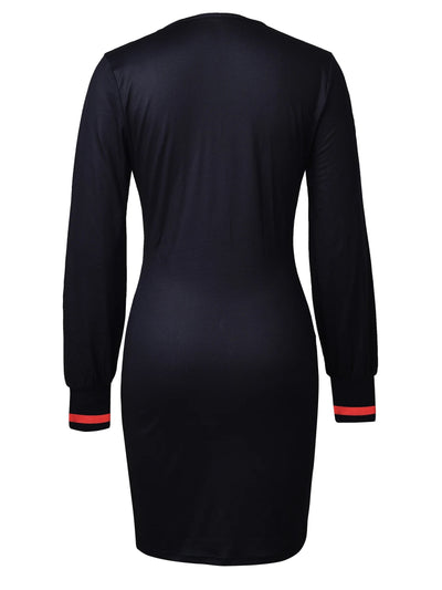 POWQUE URBAN STYLE Women's Vintage V Neck Dress - POWQUE URBAN STYLE