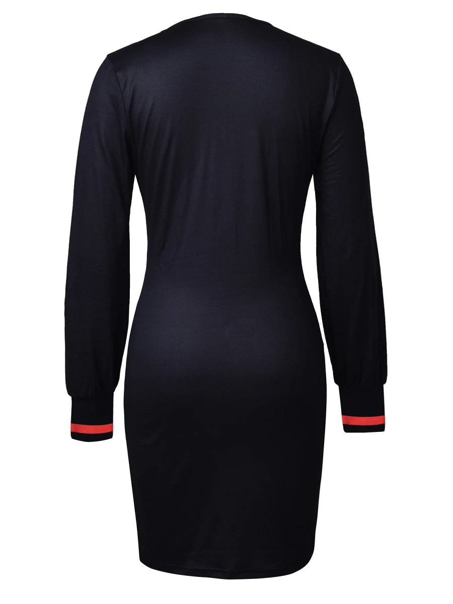 POWQUE URBAN STYLE Women's Vintage V Neck Dress - POWQUE URBAN STYLE