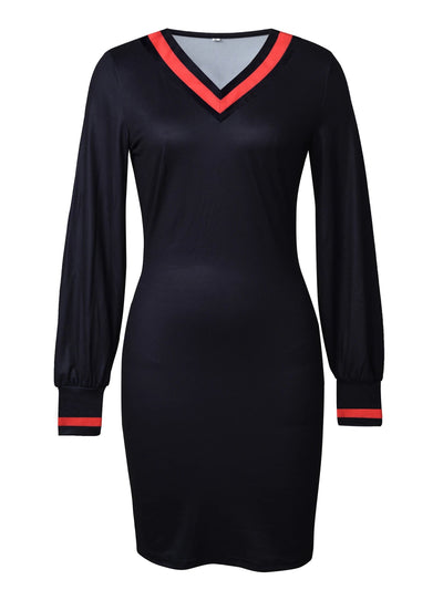 POWQUE URBAN STYLE Women's Vintage V Neck Dress - POWQUE URBAN STYLE