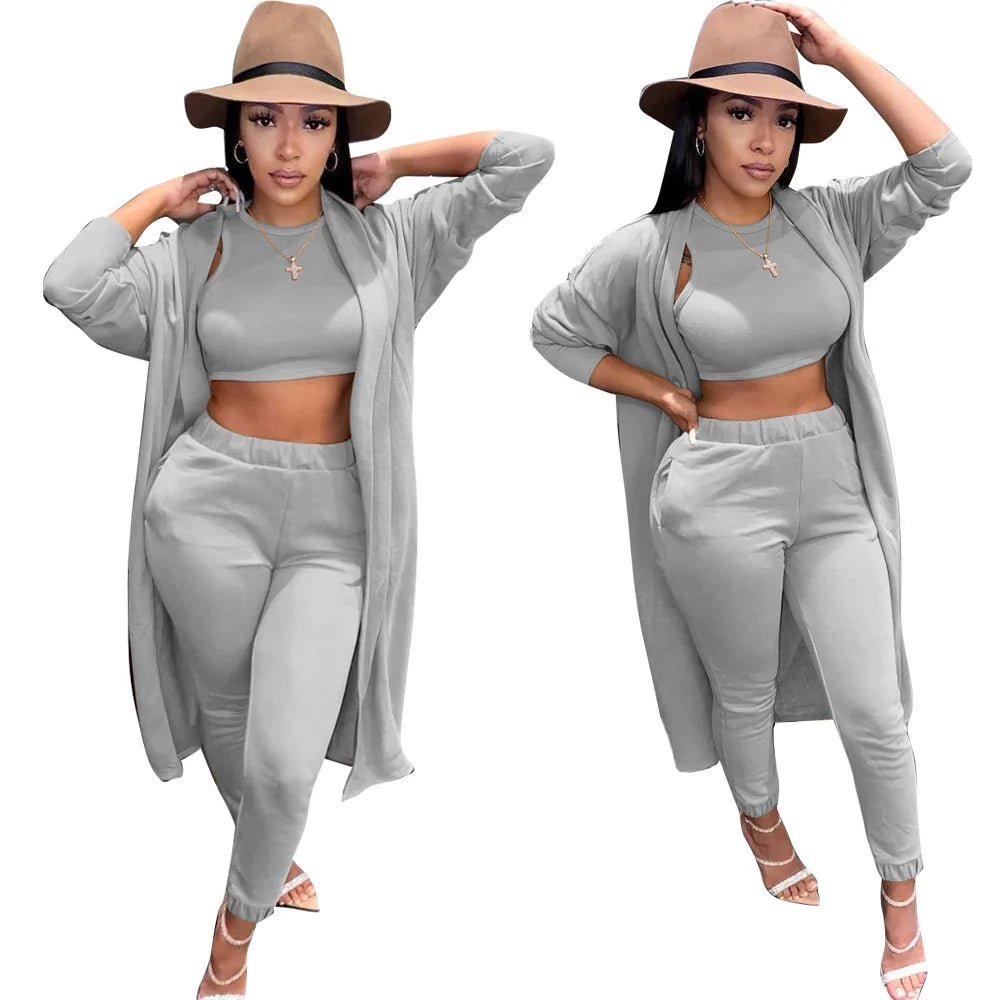 POWQUE URBAN STYLE Women's Winter Sweatsuit Set - 3 - Piece Cozy Tracksuit - POWQUE URBAN STYLE