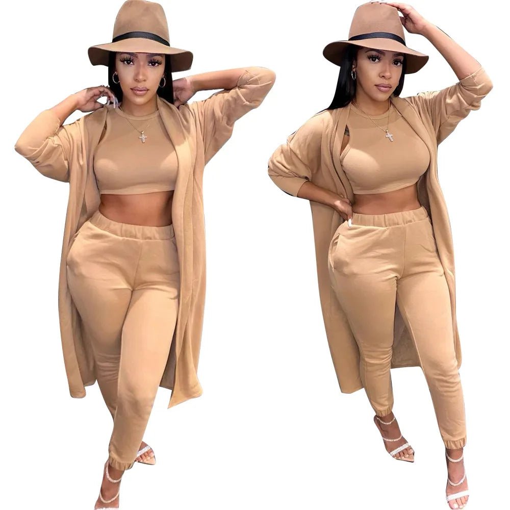 POWQUE URBAN STYLE Women's Winter Sweatsuit Set - 3 - Piece Cozy Tracksuit - POWQUE URBAN STYLE