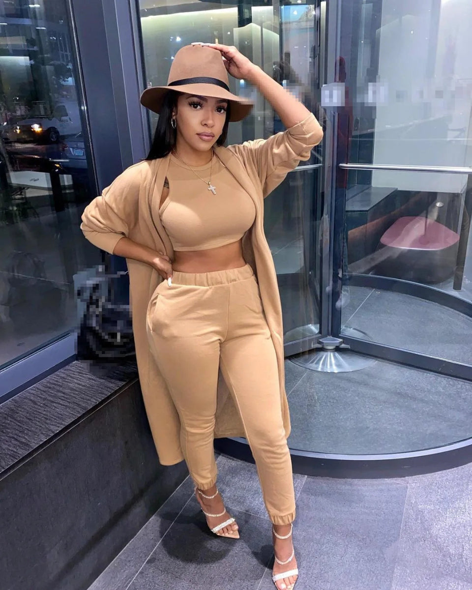 POWQUE URBAN STYLE Women's Winter Sweatsuit Set - 3 - Piece Cozy Tracksuit - POWQUE URBAN STYLE