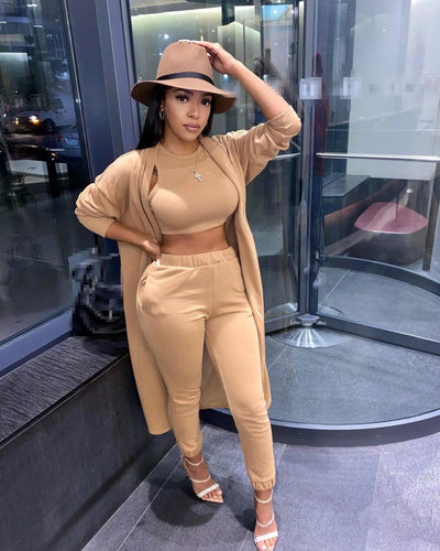 POWQUE URBAN STYLE Women's Winter Sweatsuit Set - 3 - Piece Cozy Tracksuit - POWQUE URBAN STYLE