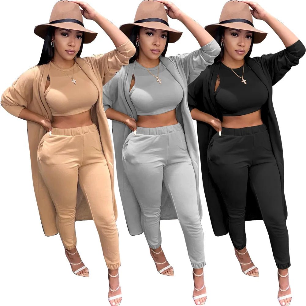 POWQUE URBAN STYLE Women's Winter Sweatsuit Set - 3 - Piece Cozy Tracksuit - POWQUE URBAN STYLE