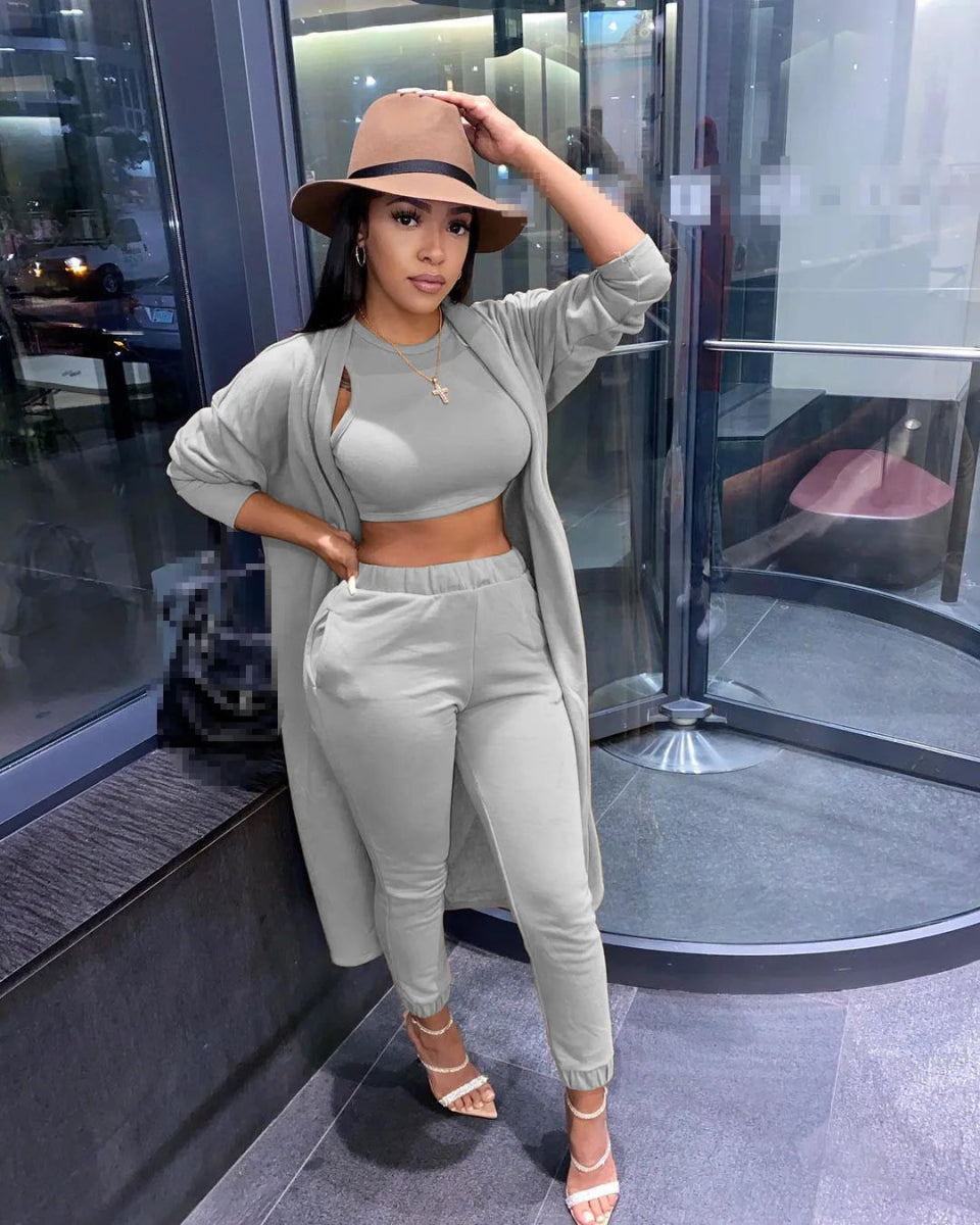 POWQUE URBAN STYLE Women's Winter Sweatsuit Set - 3 - Piece Cozy Tracksuit - POWQUE URBAN STYLE