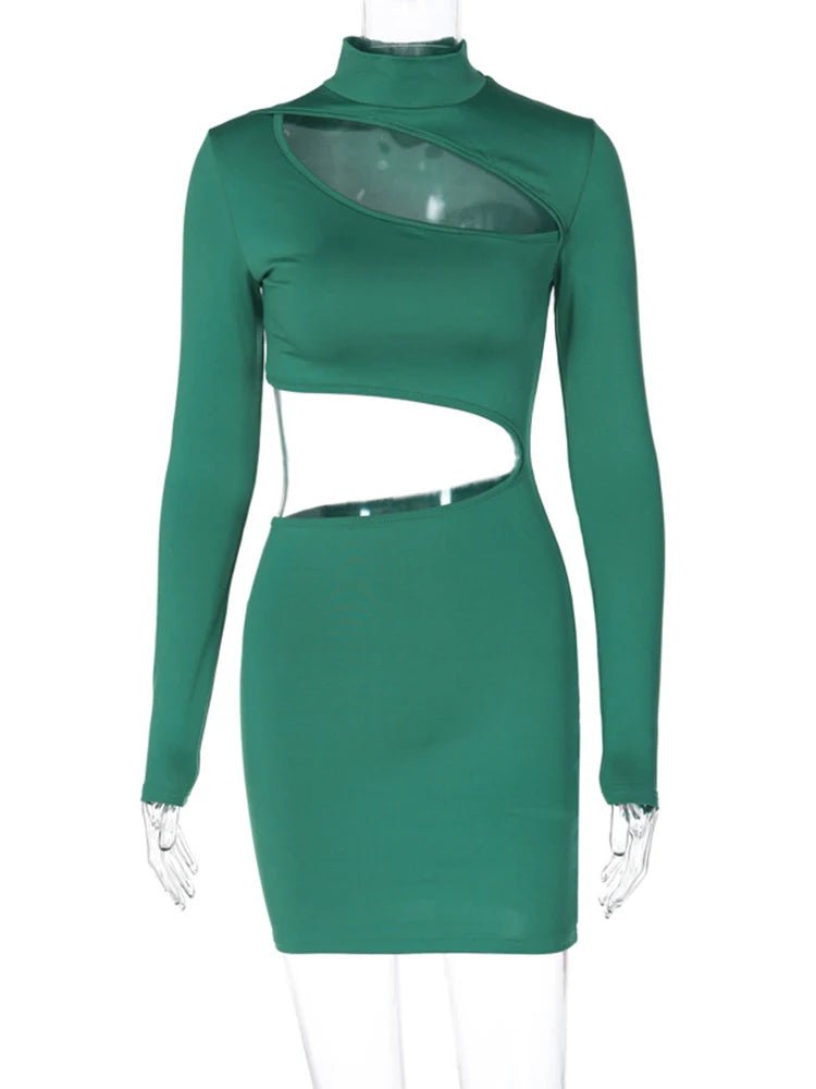 POWQUE URBAN STYLE Y2K Bodycon Cut Out Mini Dress - POWQUE URBAN STYLE