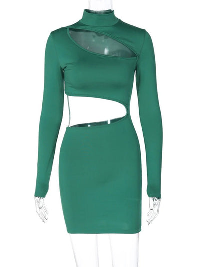 POWQUE URBAN STYLE Y2K Bodycon Cut Out Mini Dress - POWQUE URBAN STYLE