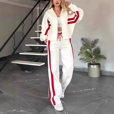 POWQUE URBAN STYLE Y2K Striped Tracksuit Set for Women - POWQUE URBAN STYLE