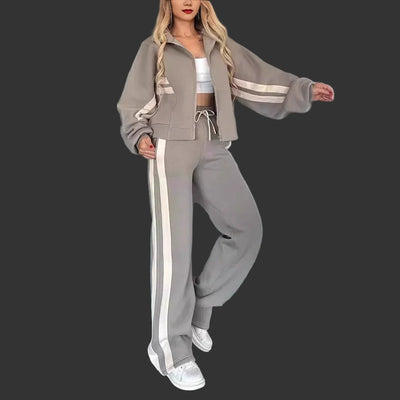 POWQUE URBAN STYLE Y2K Striped Tracksuit Set for Women - POWQUE URBAN STYLE