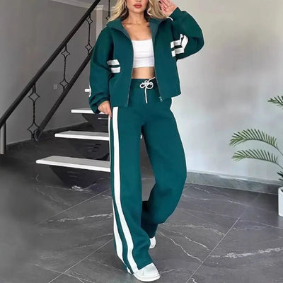 POWQUE URBAN STYLE Y2K Striped Tracksuit Set for Women - POWQUE URBAN STYLE