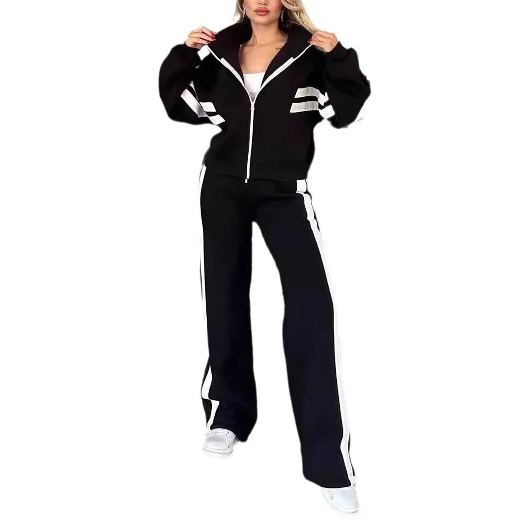 POWQUE URBAN STYLE Y2K Striped Tracksuit Set for Women - POWQUE URBAN STYLE