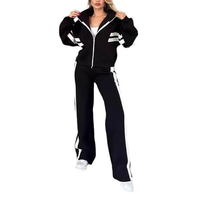 POWQUE URBAN STYLE Y2K Striped Tracksuit Set for Women - POWQUE URBAN STYLE