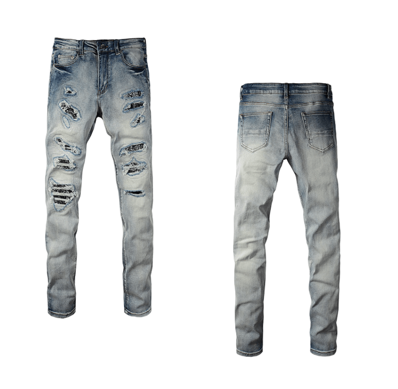 POWQUE URBAN STYLE Youth Ripped Denim Jeans - POWQUE URBAN STYLE