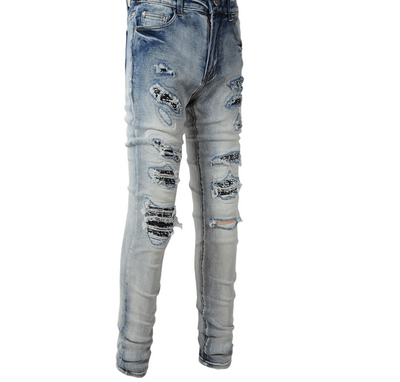 POWQUE URBAN STYLE Youth Ripped Denim Jeans - POWQUE URBAN STYLE