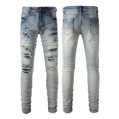 POWQUE URBAN STYLE Youth Ripped Denim Jeans - POWQUE URBAN STYLE