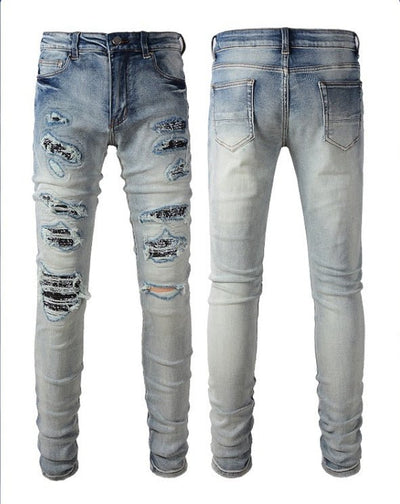 POWQUE URBAN STYLE Youth Ripped Denim Jeans - POWQUE URBAN STYLE