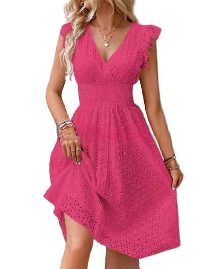 POWQUE Urban Summer V - Neck Ruffled Mini Dress - POWQUE URBAN STYLE
