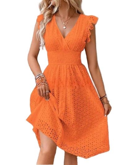 POWQUE Urban Summer V - Neck Ruffled Mini Dress - POWQUE URBAN STYLE