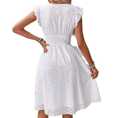 POWQUE Urban Summer V - Neck Ruffled Mini Dress - POWQUE URBAN STYLE