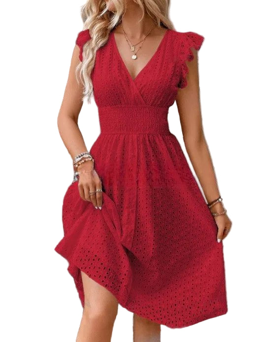 POWQUE Urban Summer V - Neck Ruffled Mini Dress - POWQUE URBAN STYLE