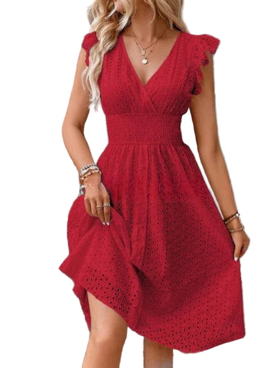 POWQUE Urban Summer V - Neck Ruffled Mini Dress - POWQUE URBAN STYLE