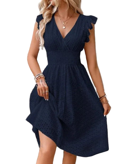 POWQUE Urban Summer V - Neck Ruffled Mini Dress - POWQUE URBAN STYLE