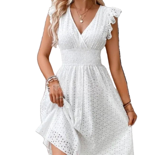 POWQUE Urban Summer V - Neck Ruffled Mini Dress - POWQUE URBAN STYLE