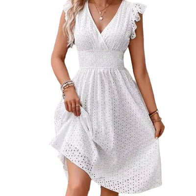 POWQUE Urban Summer V - Neck Ruffled Mini Dress - POWQUE URBAN STYLE