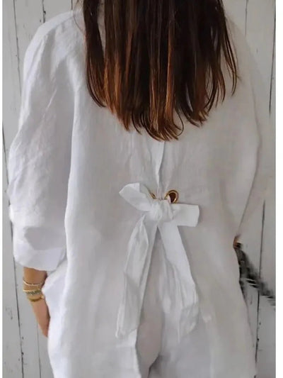 POWQUE Urban Women Cotton Linen Blouse Jacket - POWQUE URBAN STYLE