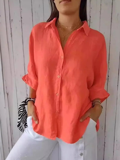POWQUE Urban Women Cotton Linen Blouse Jacket - POWQUE URBAN STYLE